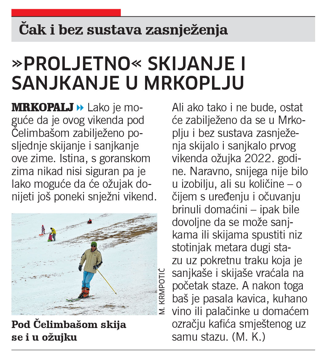 članak, novi list, čelimbaša, skijanje