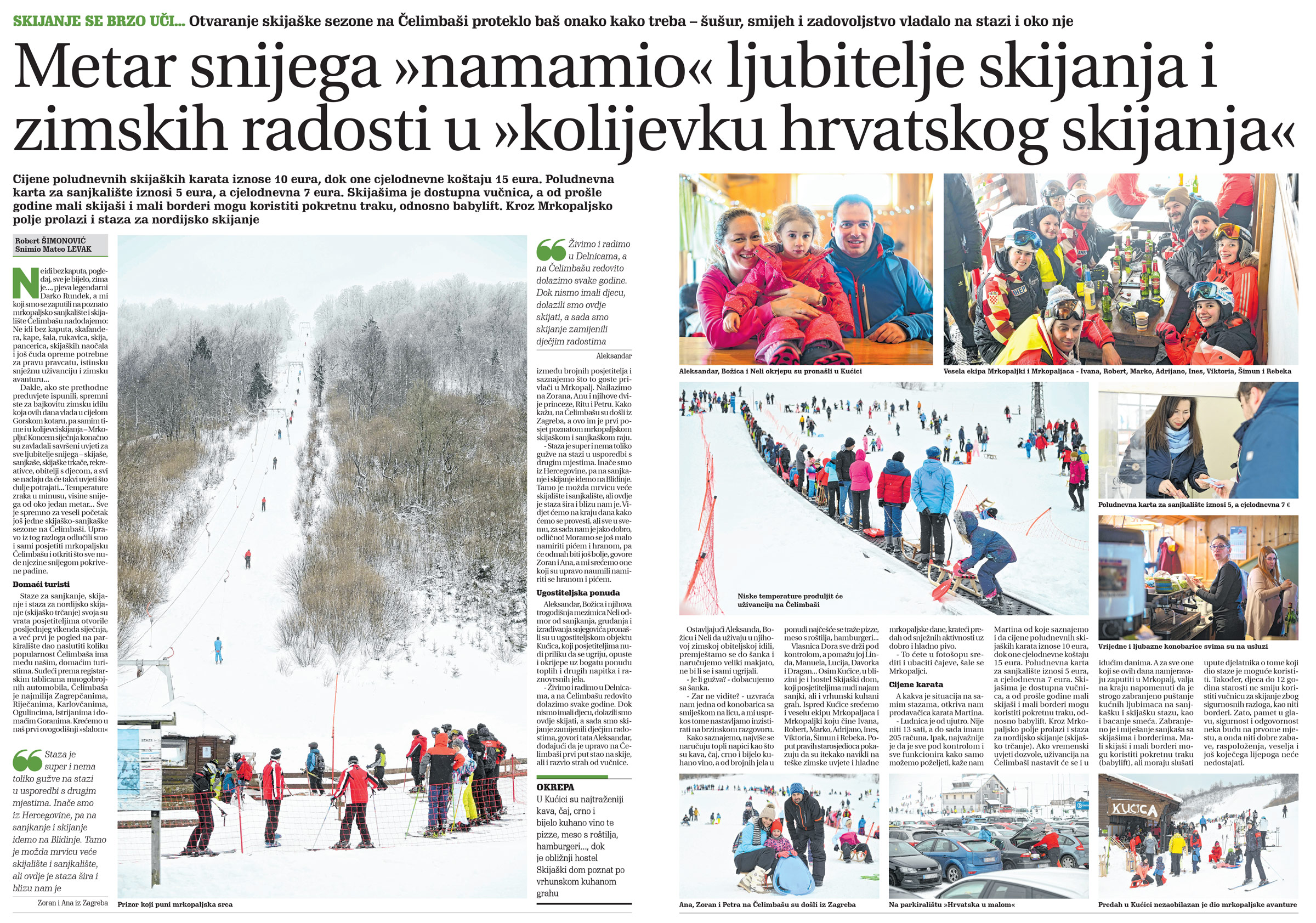 članak, novi list, skijanje, sanjkanje