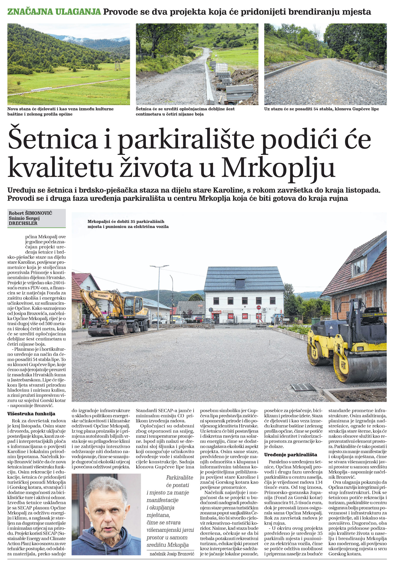 Šetnica i parkiralište podići će kvalitetu života u Mrkoplju, članak, novi list