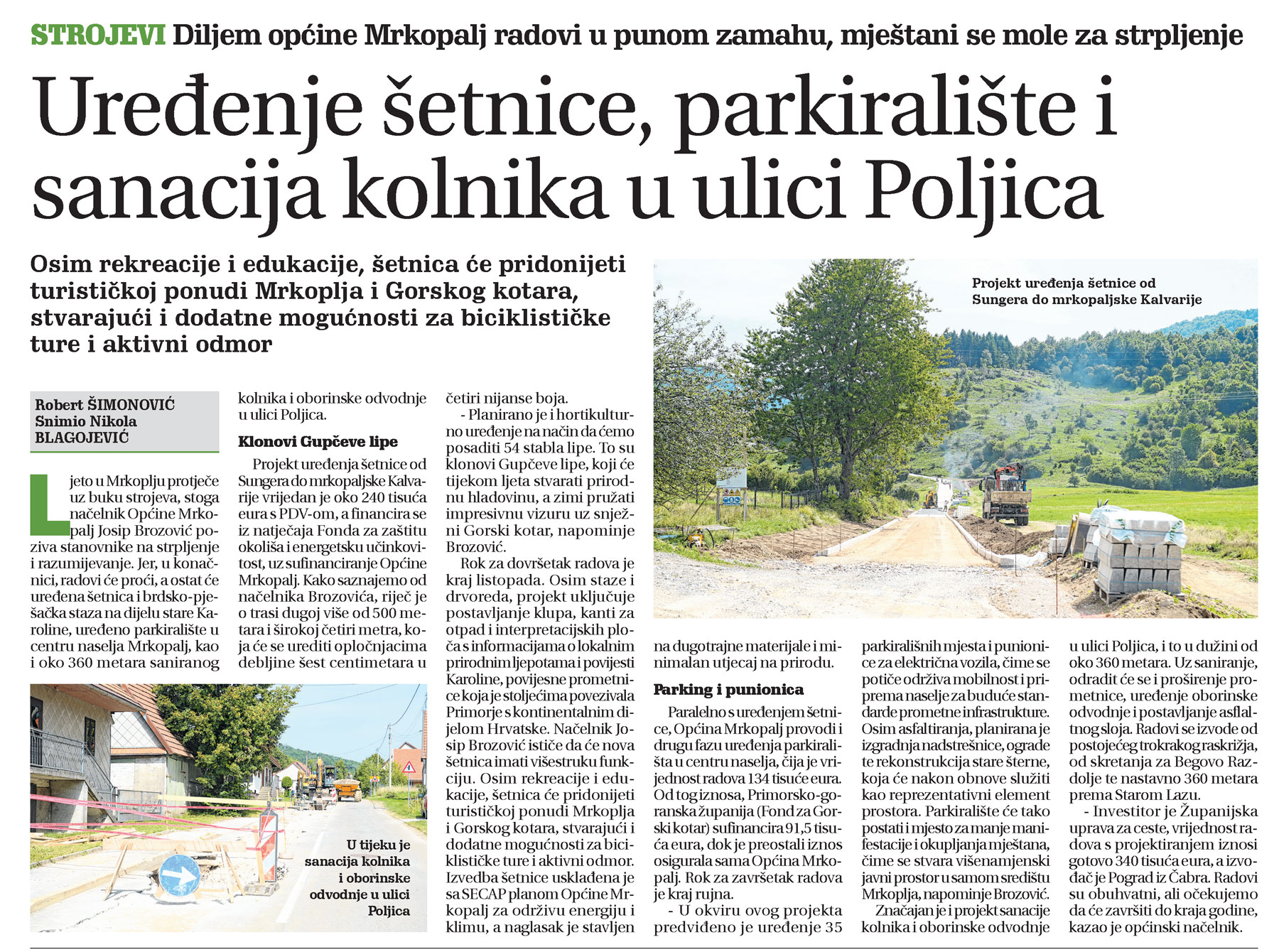 Diljem općine Mrkopalj radovi u punom zamahu, mještani se mole za strpljenje, članak, novi list