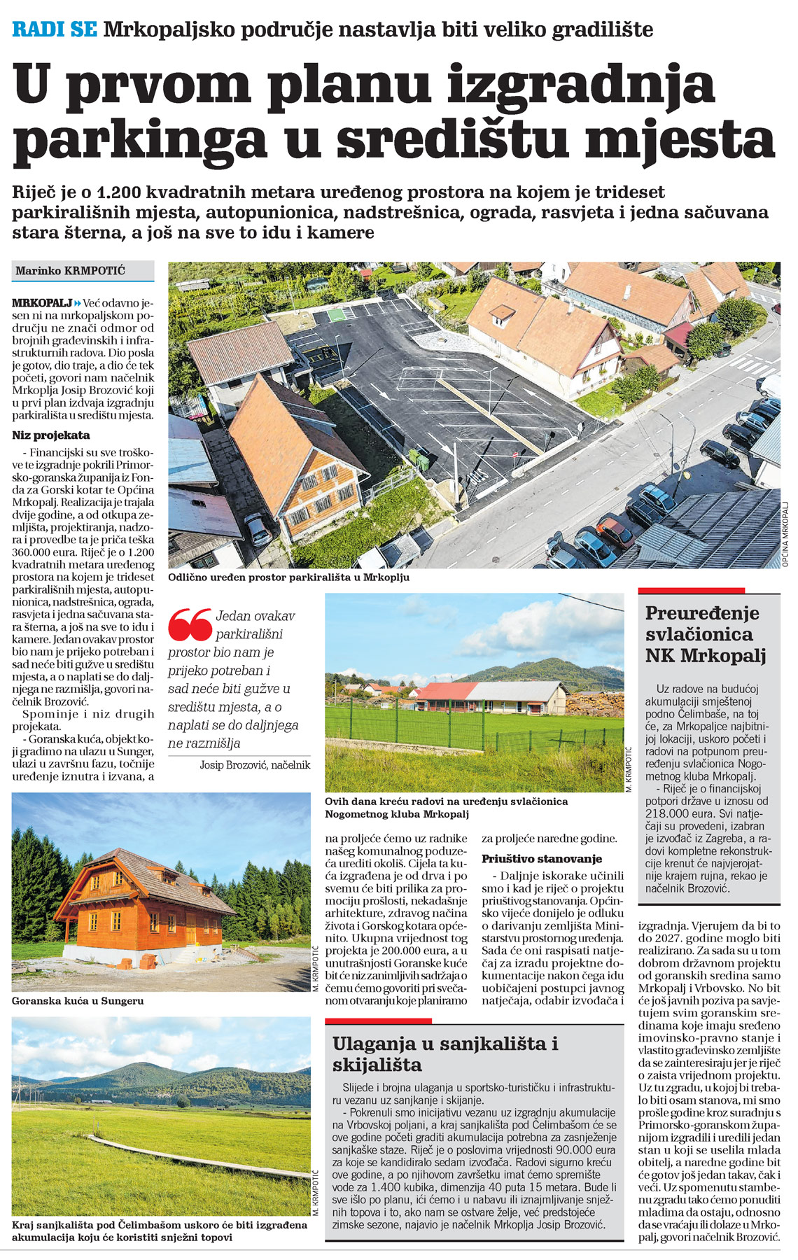 U prvom planu izgradnja parkinga u središtu mjesta, članak, novi list