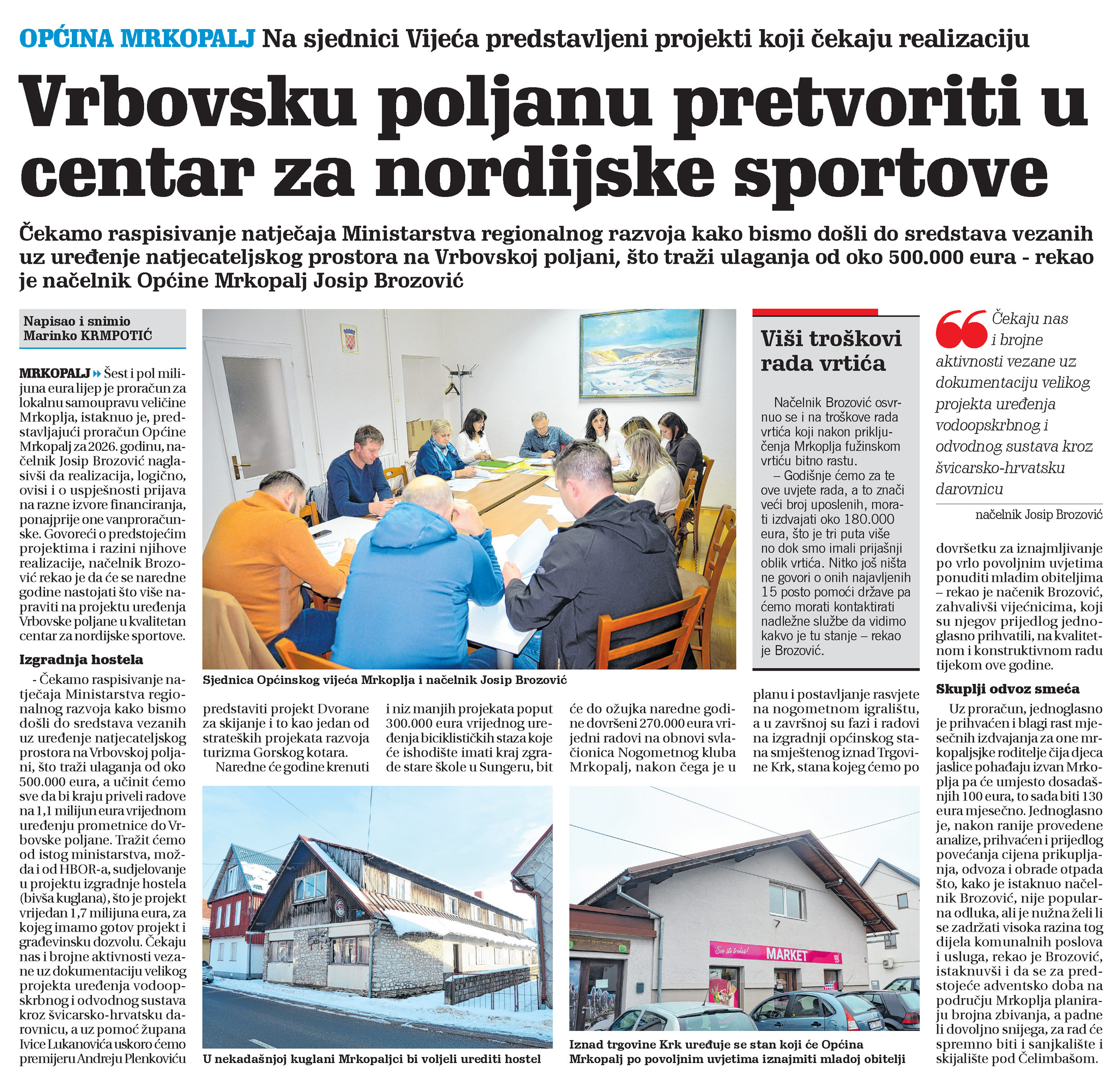 Na sjednici Vijeća predstavljeni projekti koji čekaju realizaciju, članak, novi list, Općina Mrkopalj