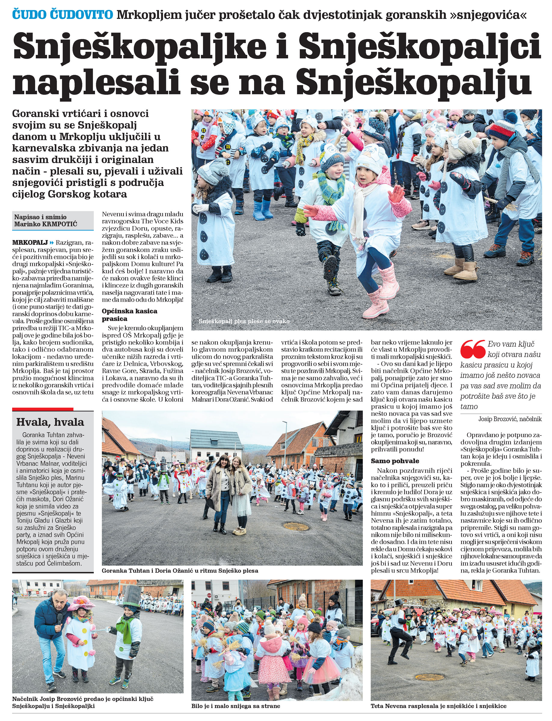 Snješkopaljke i Snješkopaljci naplesali se na Snješkopalju, članak,novi list
