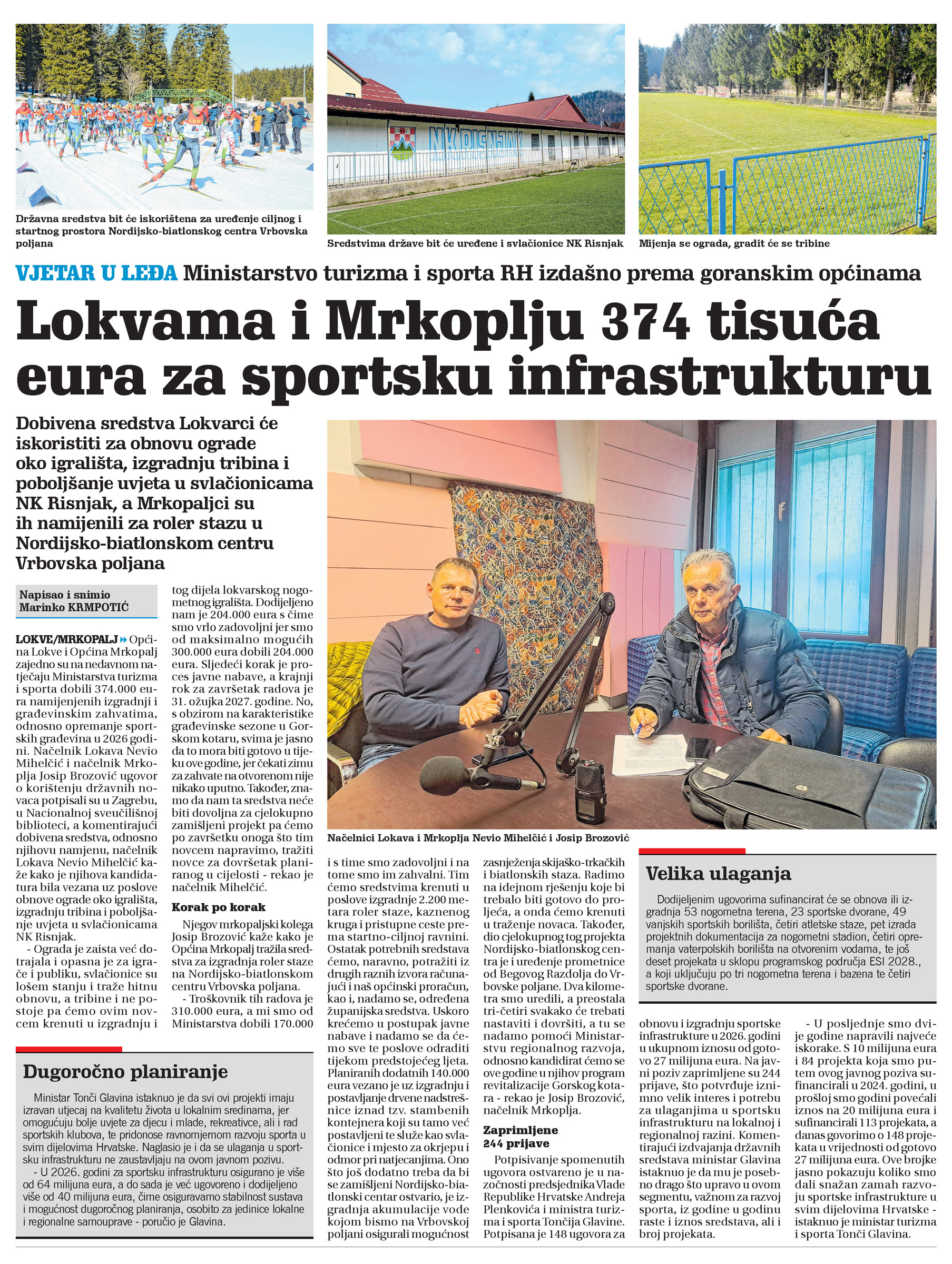 Lokvama i Mrkoplju 374 tisuća eura za sportsku infrastrukturu, članak, novi list
