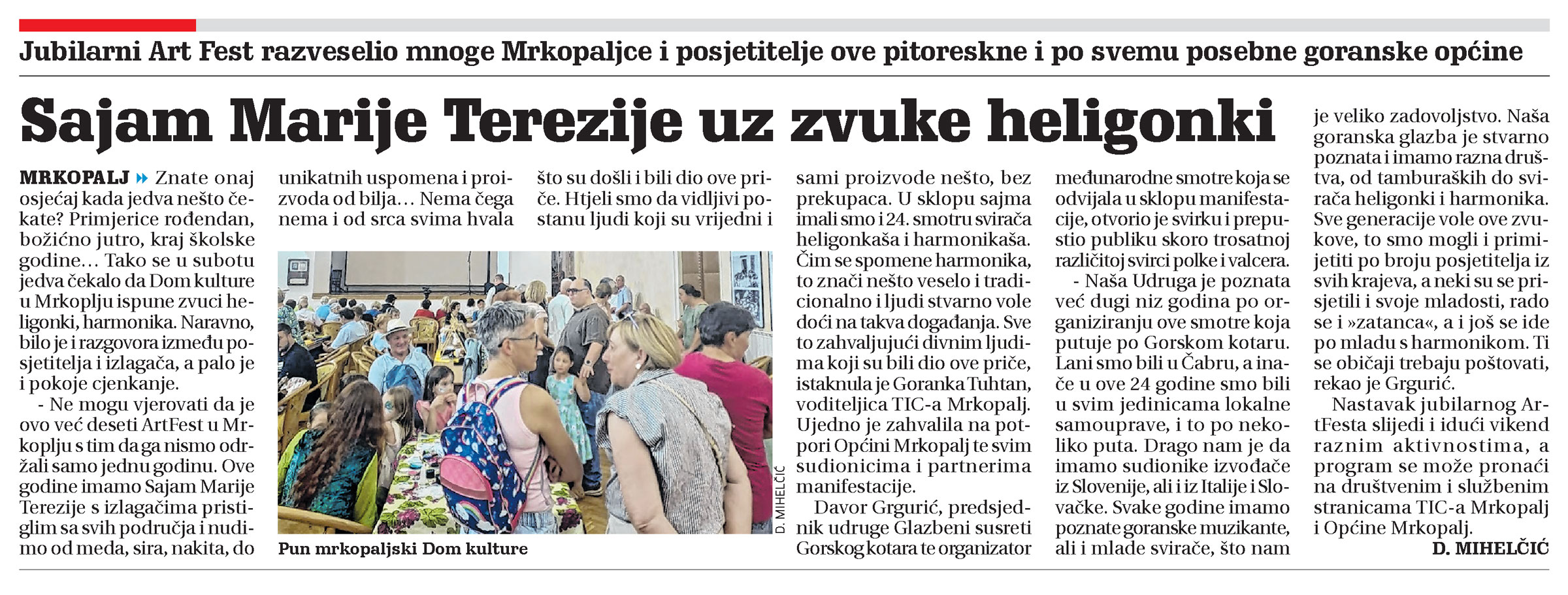Sajam Marije Terezije uz zvuke heligonki, članak, novi list