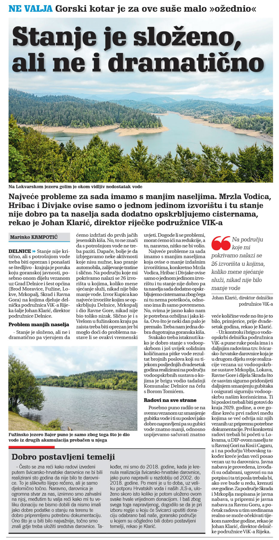 Gorski kotar je za ove suše malo "ožednio", članak, novi list