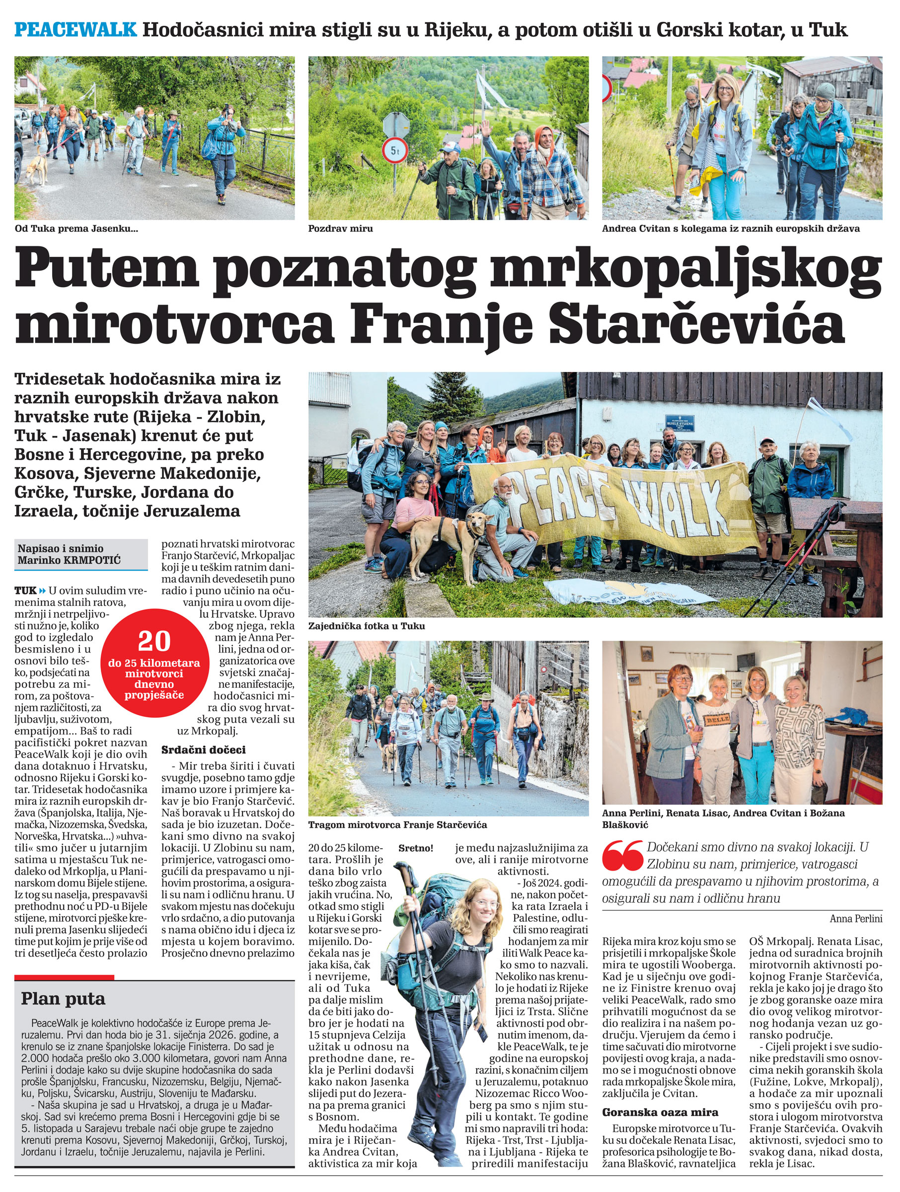 Peacewalk: Putem poznatog mrkopaljskog mirotvorca Franje Starčevića, članak, novi list