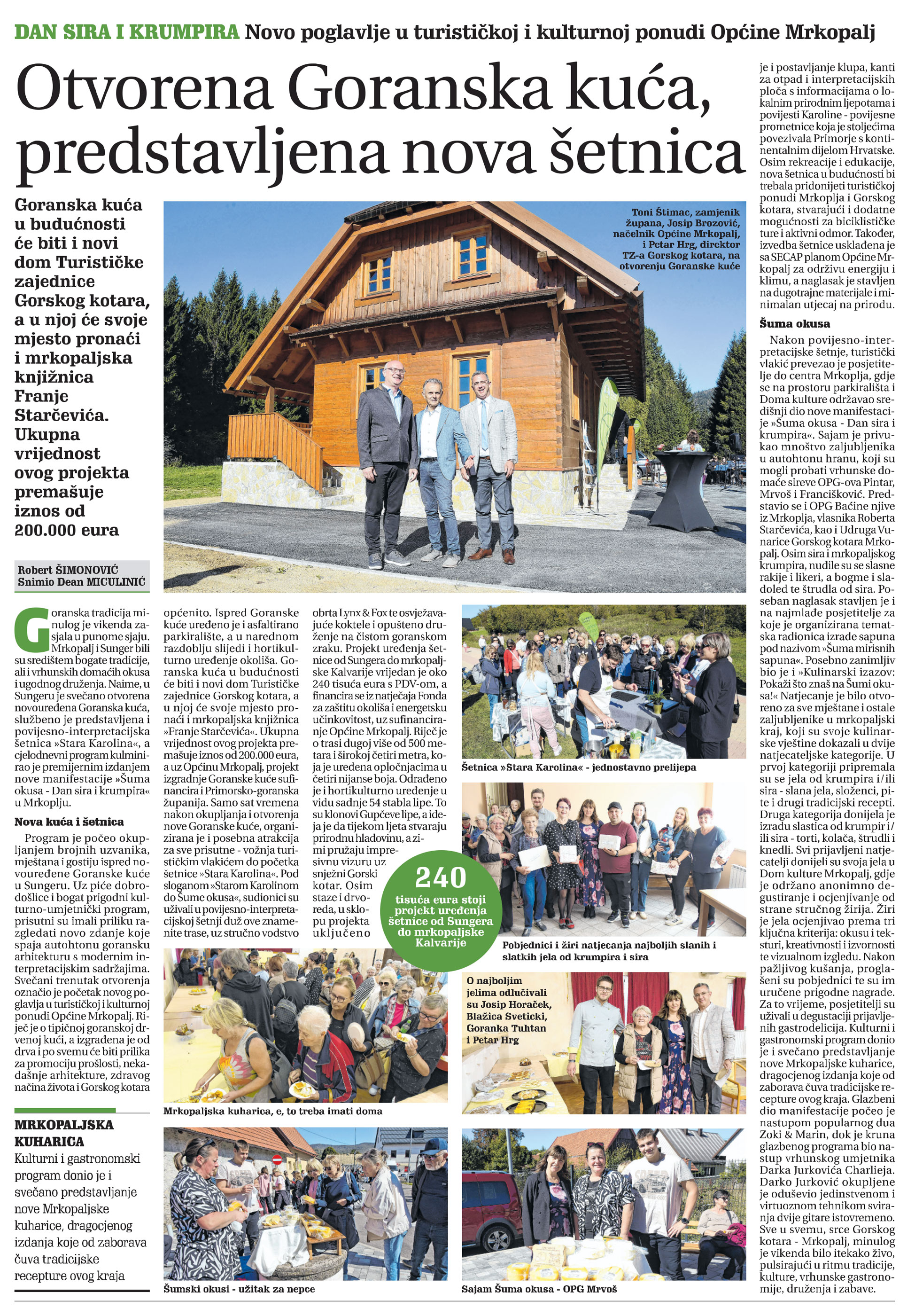 Dan sira i krupmira: Novo poglavlje u turističkoj i kulturnoj ponudi Općine Mrkopalj, članak, novi list